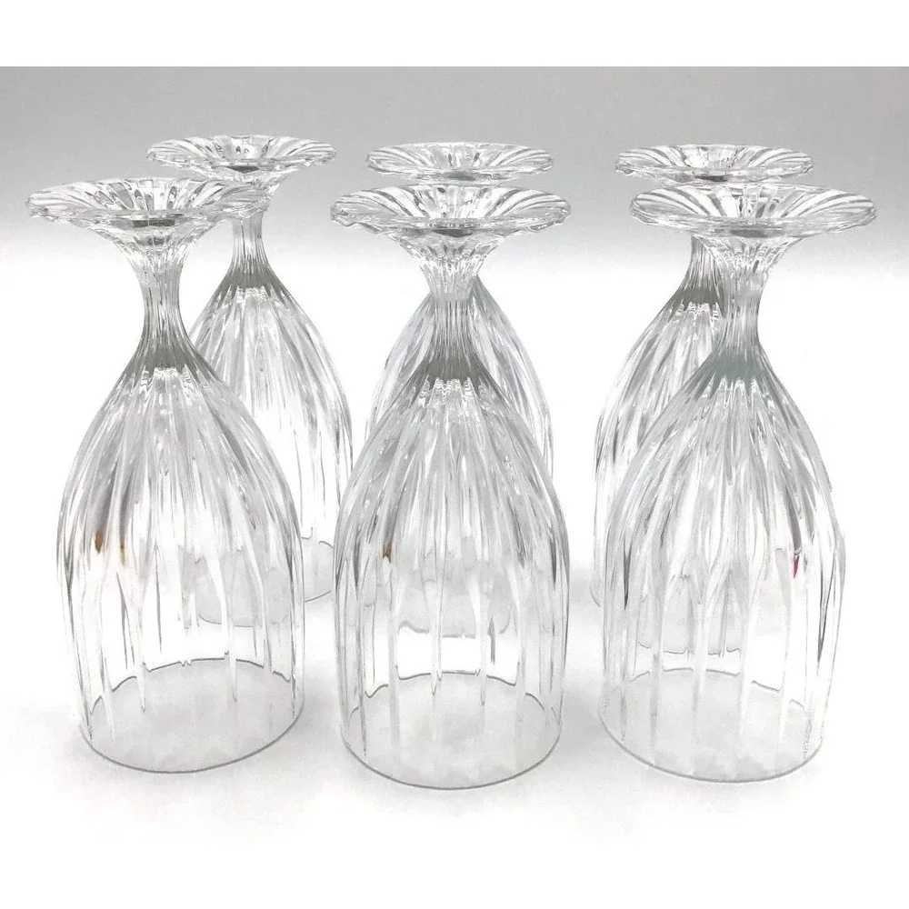 Vintage Mikasa Park Lane Set of 6 Clear Glass Water Goblets Stemmed 7